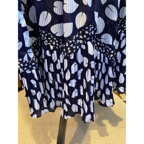 Appel  Skirt Size ? Large Semi Sheer Navy White Pattern Flowy  Elastic Waist - Picture 4 of 10